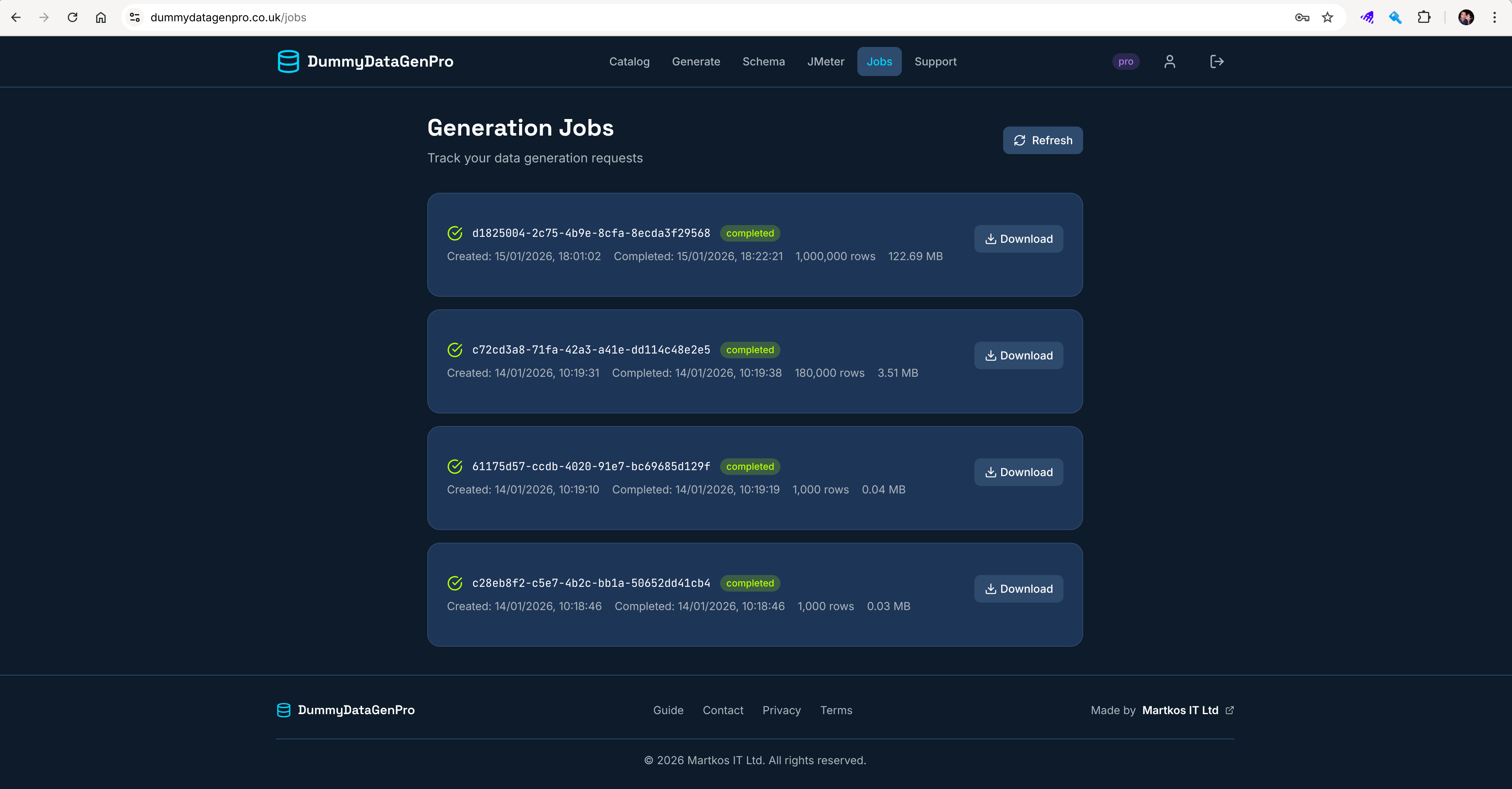 Generation Jobs Tracking